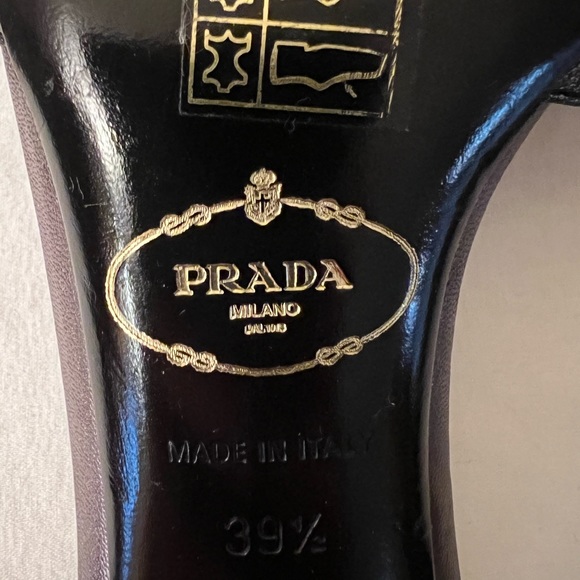 Prada Studded Ankle Strap Heels, Black, Size 39-1/2 (9-1/2 US,) GUC - Picture 13 of 15
